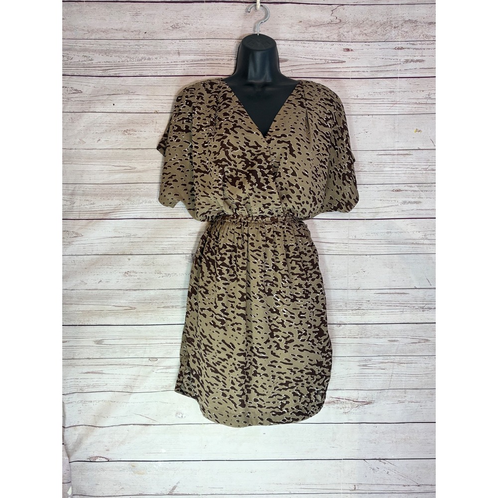 W118 by Walter Baker Animal Print Mini Dress Mob Wife Safari Wrap Belted M Brown